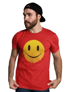 Faded Smile Emoji T-shirt (Red) - Clothes for Emoji Lovers - Foremost Gifting Material for Your Friends and Close Ones