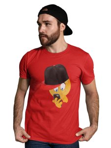 Holding a Mobile Emoji T-shirt (Red) - Clothes for Emoji Lovers - Foremost Gifting Material for Your Friends and Close Ones