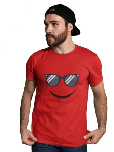 Cool Glasses, Frecky Smile Emoji T-shirt (Red) - Clothes for Emoji Lovers - Foremost Gifting Material for Your Friends and Close Ones