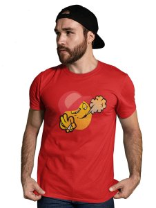 Puffing Weed Emoji Printed T-shirt (Red) - Clothes for Emoji Lovers - Foremost Gifting Material for Your Friends and Close Ones
