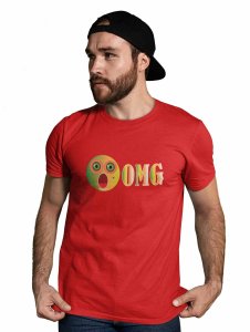 Shocked Emoji Printed T-shirt (Red) - Clothes for Emoji Lovers - Foremost Gifting Material for Your Friends and Close Ones