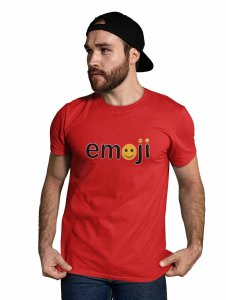 Ariel Text with Emoji Dots T-shirt (Red) - Clothes for Emoji Lovers - Foremost Gifting Material for Your Friends and Close Ones