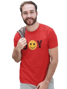 Joy Written in Text T-shirt (Red) - Clothes for Emoji Lovers - Foremost Gifting Material for Your Friends and Close Ones