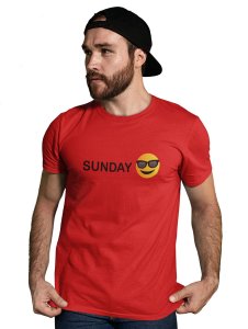 Sunday Look Emoji T-shirt (Red) - Clothes for Emoji Lovers - Foremost Gifting Material for Your Friends and Close Ones