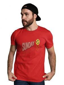 Sunday Funday Emoji T-shirt (Red) - Clothes for Emoji Lovers - Foremost Gifting Material for Your Friends and Close Ones