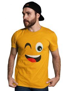 Smile with a Headphone Blend T-shirt (Yellow) - Clothes for Emoji Lovers - Suitable for Fun Events - Foremost Gifting Material for Your Friends and Close Ones