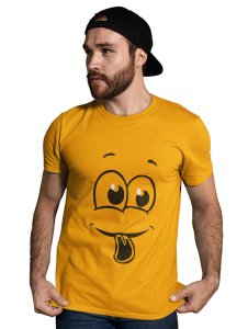 Tongue Out Lips Wave Emoji T-shirt (Yellow) - Clothes for Emoji Lovers - Suitable for Fun Events - Foremost Gifting Material for Your Friends and Close Ones