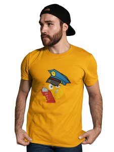 Please be Aware, Police is Here Emoji T-shirt (Yellow) - Clothes for Emoji Lovers - Suitable for Fun Events - Foremost Gifting Material for Your Friends and Close Ones