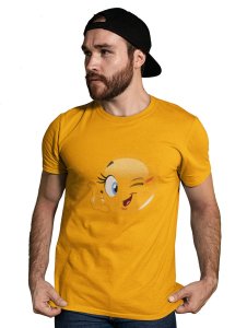 Blink a Wink Emoji T-shirt (Yellow) - Clothes for Emoji Lovers - Suitable for Fun Events - Foremost Gifting Material for Your Friends and Close Ones