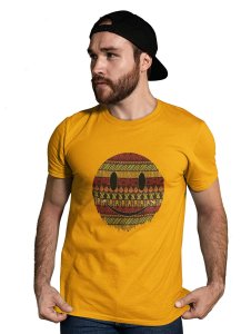 Colourful Patterns in Smiley Emoji Printed T-shirt (Yellow) - Clothes for Emoji Lovers - Suitable for Fun Events - Foremost Gifting Material for Your Friends and Close Ones
