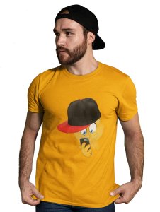Holding a Mobile Emoji T-shirt (Yellow) - Clothes for Emoji Lovers - Suitable for Fun Events - Foremost Gifting Material for Your Friends and Close Ones