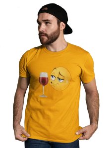 Whisky is Risky Emoji T-shirt (Yellow) - Clothes for Emoji Lovers - Suitable for Fun Events - Foremost Gifting Material for Your Friends and Close Ones