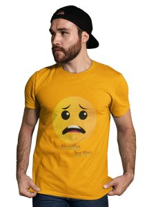 Confused Emoji Printed T-shirt (Yellow) - Clothes for Emoji Lovers - Suitable for Fun Events - Foremost Gifting Material for Your Friends and Close Ones