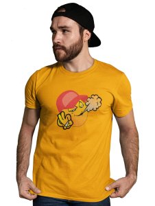 Puffing Weed Emoji Printed T-shirt (Yellow) - Clothes for Emoji Lovers - Suitable for Fun Events - Foremost Gifting Material for Your Friends and Close Ones