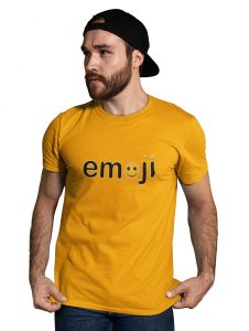 Ariel Text with Emoji Dots T-shirt (Yellow) - Clothes for Emoji Lovers - Suitable for Fun Events - Foremost Gifting Material for Your Friends and Close Ones