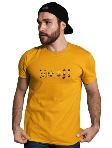 Emoji Pattern in Alphabets Printed T-shirt (Yellow) - Foremost Gifting Material for Your Friends and Close Ones