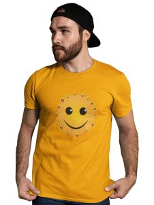 Smiley Face with Many Emoticons T-shirt (Yellow) - Foremost Gifting Material for Your Friends and Close Ones