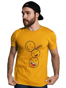 Triplets White Faced Emojis T-shirt (Yellow) - Clothes for Emoji Lovers - Suitable for Fun Events - Foremost Gifting Material for Your Friends and Close Ones