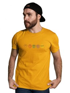 Five Colour Shaded Shapes Emojis T-shirt (Yellow) - Clothes for Emoji Lovers - Suitable for Fun Events - Foremost Gifting Material for Your Friends and Close Ones