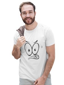 Angry Big Eyes Emoji T-shirt (White) - Clothes for Emoji Lovers - Suitable for Fun Events - Foremost Gifting Material for Your Friends and Close Ones