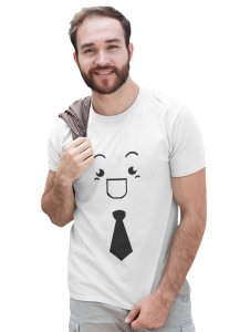 Open Mouth with a Tie Emoji T-shirt (White) - Clothes for Emoji Lovers - Suitable for Fun Events - Foremost Gifting Material for Your Friends and Close Ones