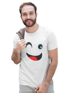 Wink Emoji Blend T-shirt (White) - Clothes for Emoji Lovers -Foremost Gifting Material for Your Friends and Close Ones