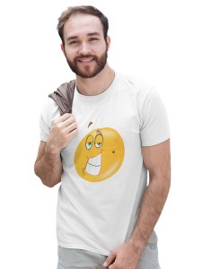 Naughty Smiling Emoji Blend T-shirt (White) - Clothes for Emoji Lovers -Foremost Gifting Material for Your Friends and Close Ones