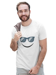 Cool Glasses, Frecky Smile Emoji T-shirt (White) -Foremost Gifting Material for Your Friends and Close Ones