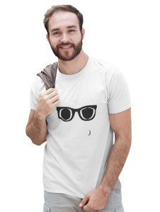 Black and White Glasses Emoji Printed T-shirt (White) - Clothes for Emoji Lovers -Foremost Gifting Material for Your Friends and Close Ones