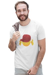 Eyes Covered with Cap Emoji T-shirt (White) - Clothes for Emoji Lovers -Foremost Gifting Material for Your Friends and Close Ones