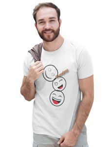 Triplets White Faced Emojis T-shirt (White) - Clothes for Emoji Lovers -Foremost Gifting Material for Your Friends and Close Ones