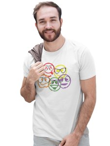 Scribbled Five different Emojis T-shirt (White) - Clothes for Emoji Lovers -Foremost Gifting Material for Your Friends and Close Ones