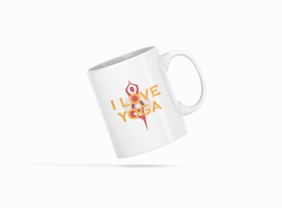 I Love Yoga Text in Yellow - Printed Coffee Mugs For Yoga Lovers