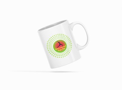 International Yoga Day Text In Yellow - Printed Coffee Mugs For Yoga Lovers