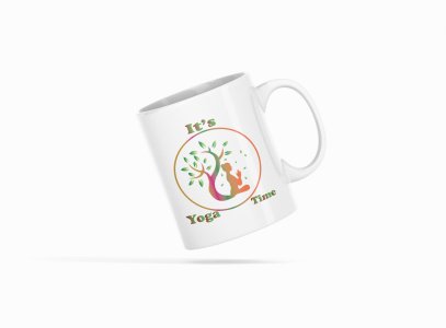 It's Yoga time Brown & Green Text - Printed Coffee Mugs For Yoga Lovers