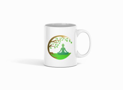 Yoga lady meditating - Printed Coffee Mugs For Yoga Lovers