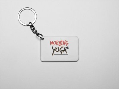 Morning Yoga Text In Red &Black - Printed Acrylic Keychains(Pack Of 2)