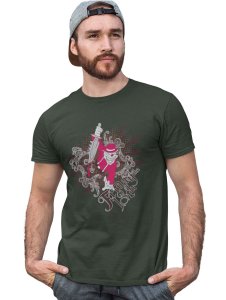 The Royal Eagle Green Round Neck Cotton Half Sleeved T-Shirt with Printed Graphics