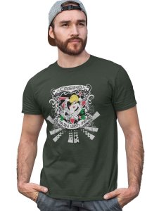 The Creepy Clown Green Round Neck Cotton Half Sleeved T-Shirt with Printed Graphics