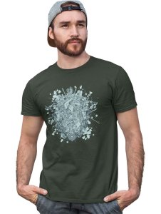 The Cursed Mermaid Green Round Neck Cotton Half Sleeved T-Shirt with Printed Graphics
