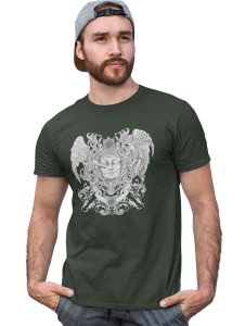 Rods And Roses Green Round Neck Cotton Half Sleeved T-Shirt with Printed Graphics