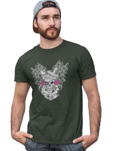The Knight Green Round Neck Cotton Half Sleeved T-Shirt with Printed Graphics