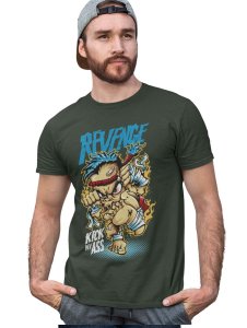 Revenge Green Round Neck Cotton Half Sleeved T-Shirt with Printed Graphics