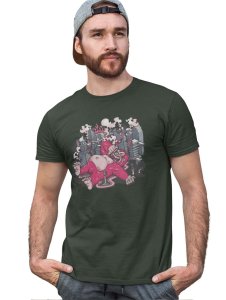 The Wrecker Green Round Neck Cotton Half Sleeved T-Shirt with Printed Graphics