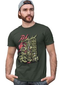 Rock Accident Green Round Neck Cotton Half Sleeved T-Shirt with Printed Graphics