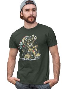 Demon- The Rider Graphic Printed Green Cotton Round Neck Half Sleeves Tshirt