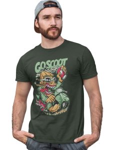 Coscoot Green Round Neck Cotton Half Sleeved T-Shirt with Printed Graphics
