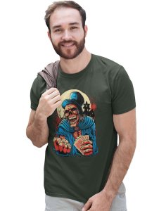 Game Of Life Green Round Neck Cotton Half Sleeved T-Shirt with Printed Graphics