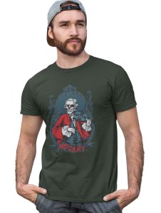 Mozart 35 Green Round Neck Cotton Half Sleeved T-Shirt with Printed Graphics