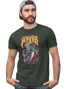 Schedule Murderer Green Round Neck Cotton Half Sleeved T-Shirt with Printed Graphics